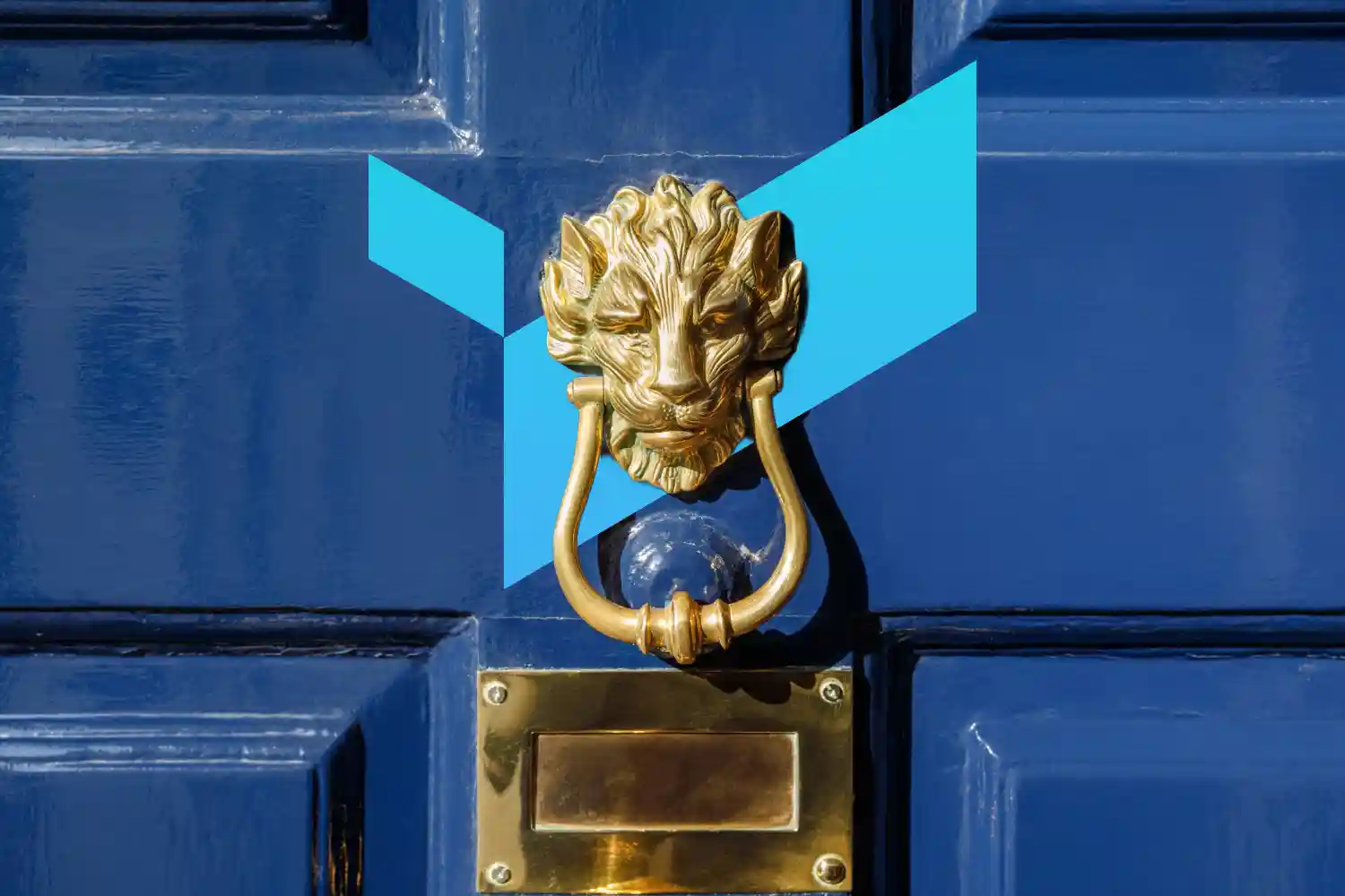 an image of a blue door with a lion head door knocker to symbolize Australian AML Compliance