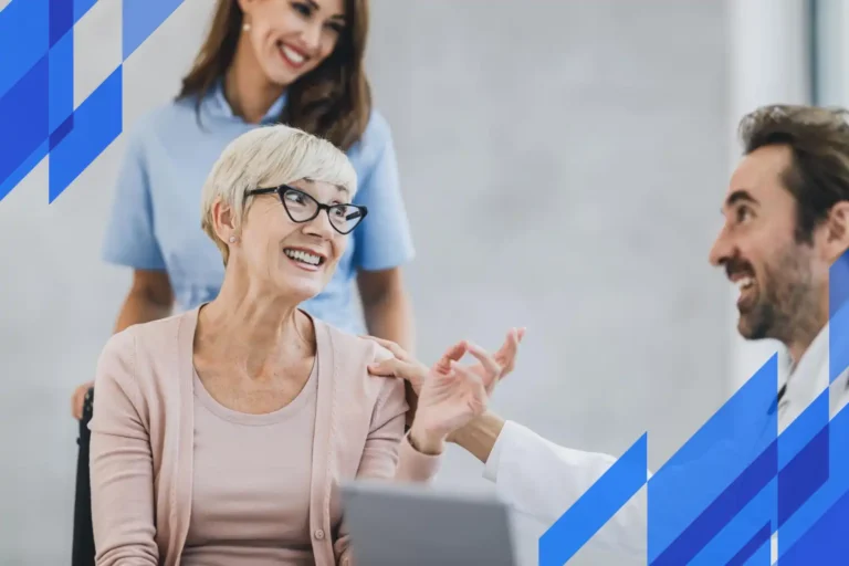 an image of an elderly patient during a consultation with her male doctor, symbolising the ease of healthcare delivery with DBA advisory's healthcare advisory