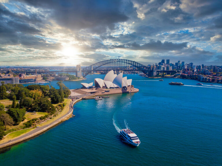 an image of the Sydney skyline with the Opera House at the centre during sunset, symbolising the importance of the DBA Advisory Payday Super SMSF Guide for trustees and employers